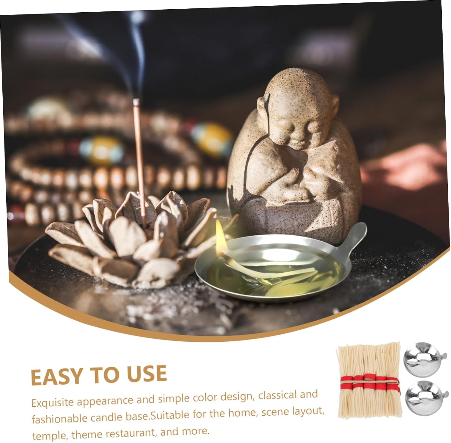 1 Set Oil Lamp Wicks with Holder Butter Lamp Wicks for Indoor Use Simple Practical and Elegant Design for Home Decor and Temple Lighting