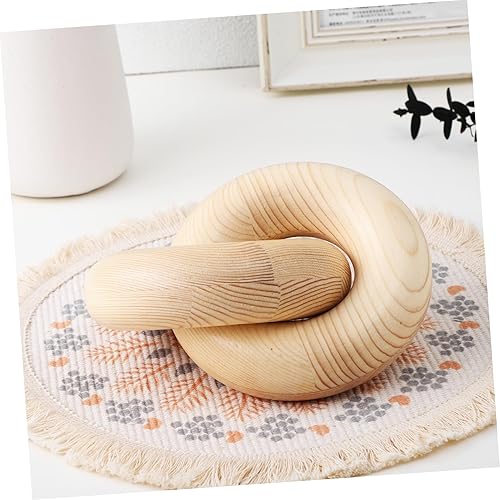 Miniatura 3 de IMIKEYA Decoración de nudo de madera, decoración de eslabones de cadena de madera natural, decoración de mesa auxiliar, decoración de estante de