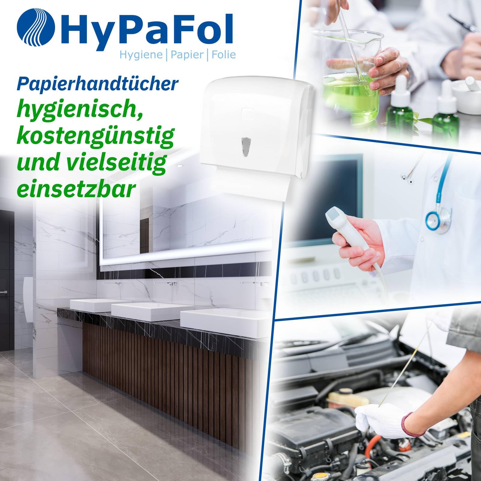 Hypafol Papierhandtücher 4000 Blatt | weiß | 2-lagig, 24x21 cm | praktischer V-Falz für Handtuchspender in Toiletten, Büros, Praxen & Studios