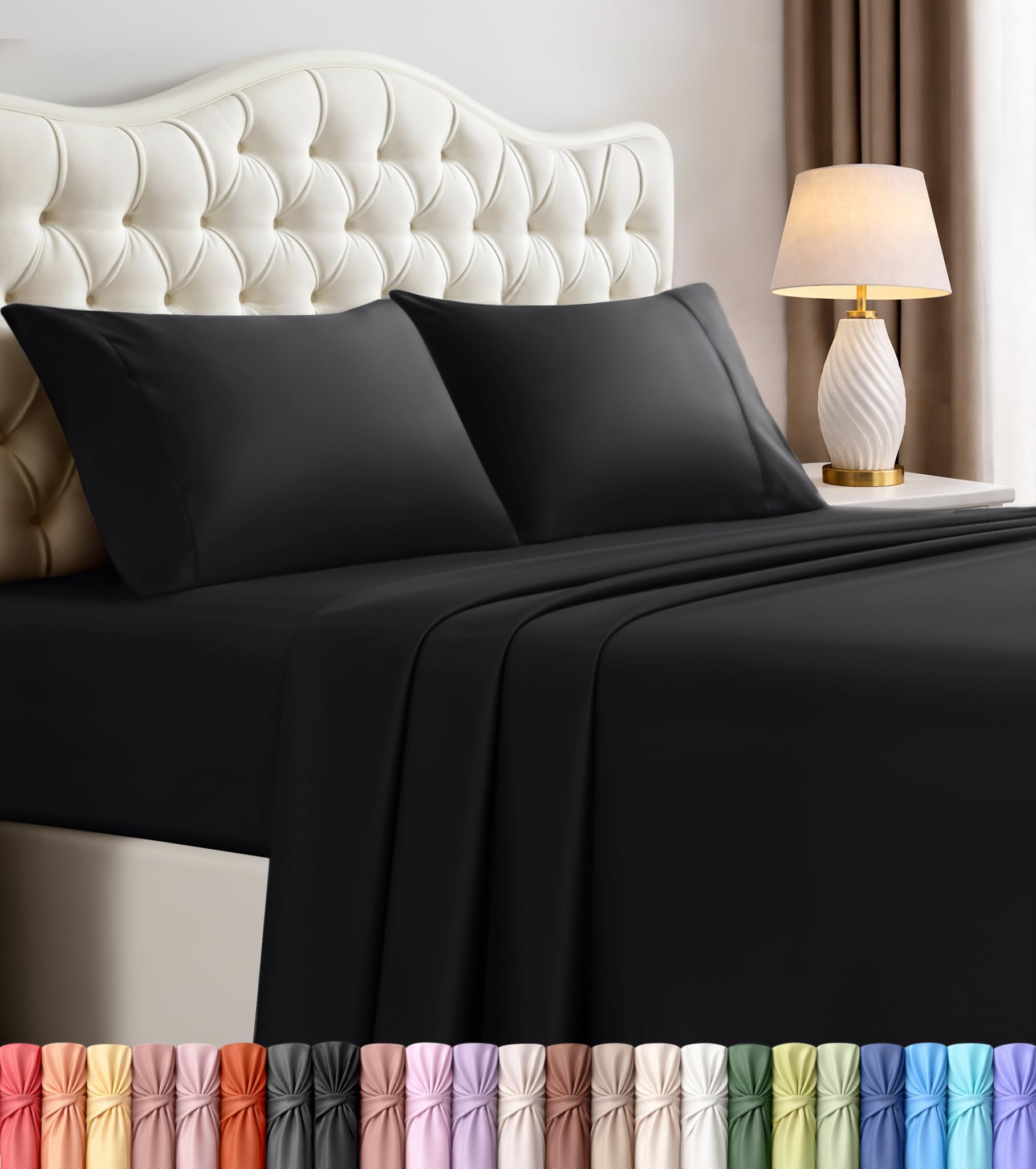 Utopia Bedding King Bed Sheets Set - 4 Piece Bedding - Brushed Microfiber - Shrinkage and Fade Resistant - Easy Care (King, Black)