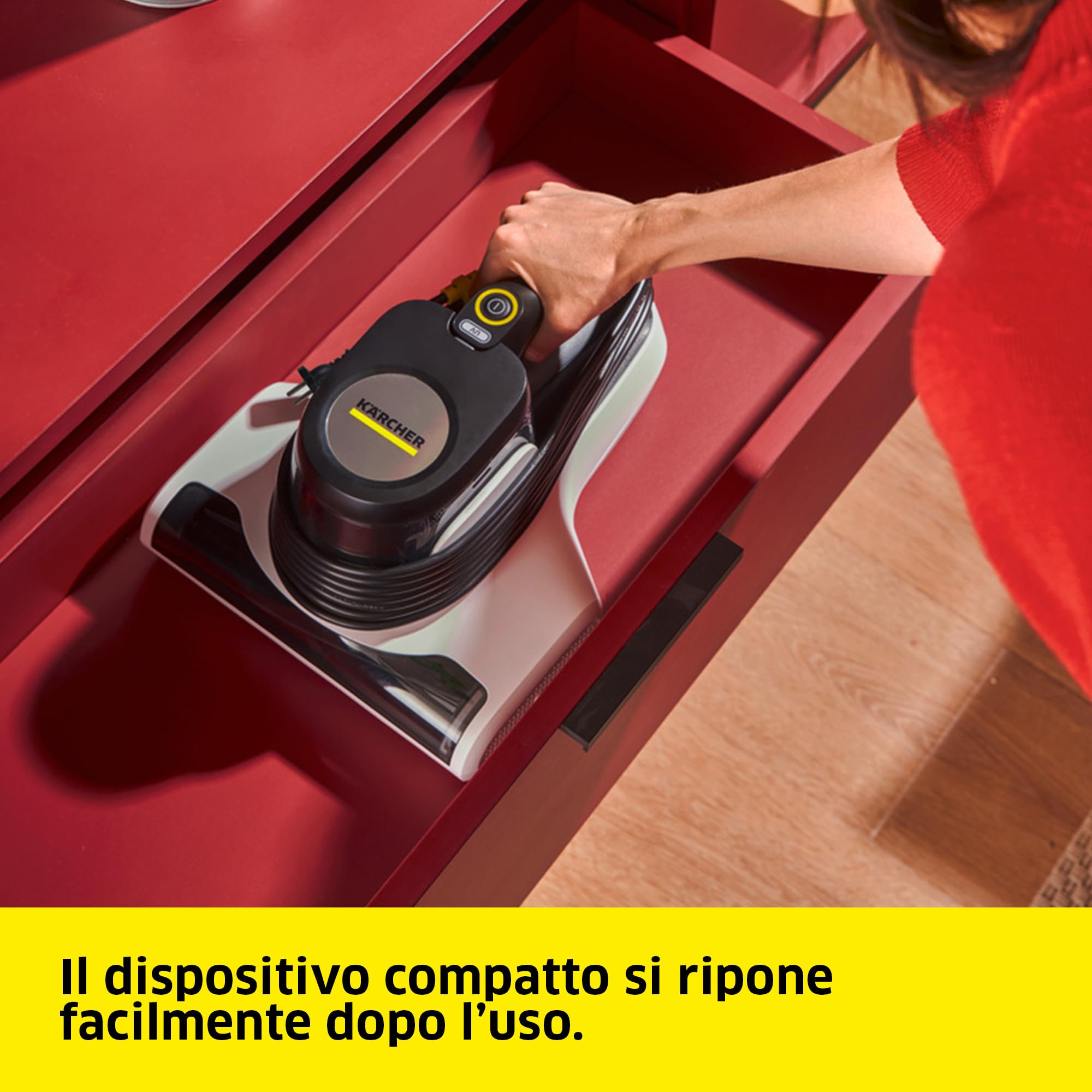 KÄRCHER aspirapolvere per materassi VCH 4 UVClean, pulizia profonda igienica con luce UV-C, rullo battente e funzione aspirante, potenza: 500 Watt, peso: 2,1 kg, elimina acari e batteri, per allergici