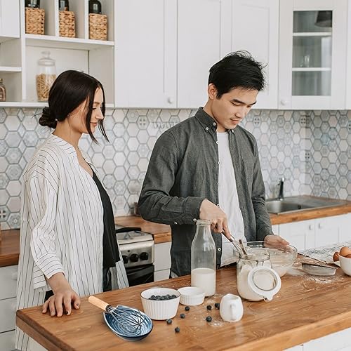 Vista 19 de Soporte para cuchara Hasense para encimera, soporte de cuchara para protección de mostrador, soporte de utensilios de cerámica para cucharón, Verde