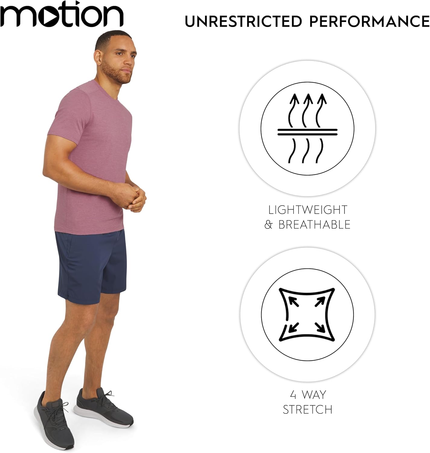 Motion Men's Slim Fit Tee Active Performance and Everyday Super Soft Stretchable T-Shirt (S-XL)