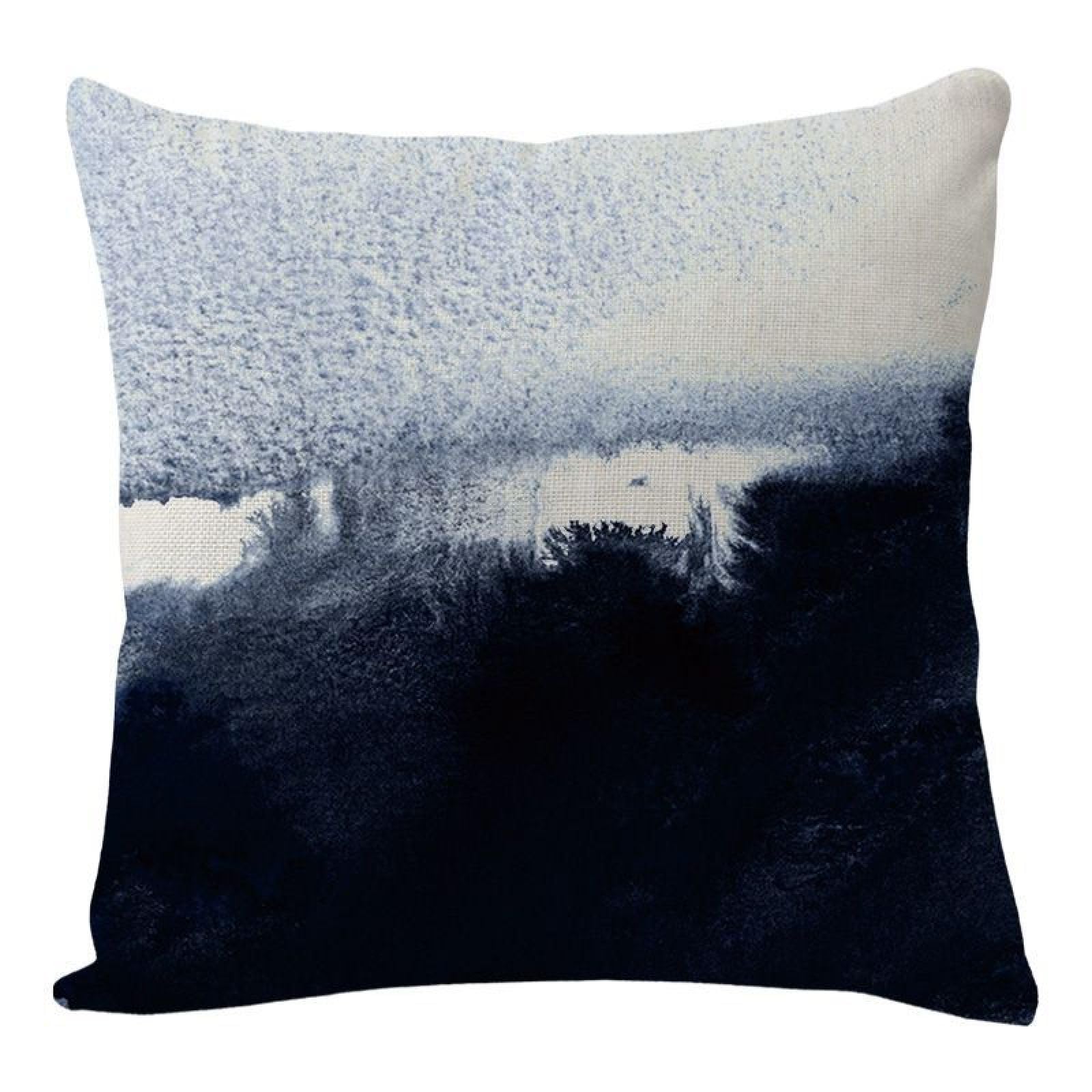 Wazylphin Cushion Covers Navy Blue Pillow Cases Cotton and Linen Cushions with Covers Included Zipper Sofa Cushions Soft Pillowcase Living Room Pillow Cover Bedroom Cushion Cover 40x40cm/1 Pack