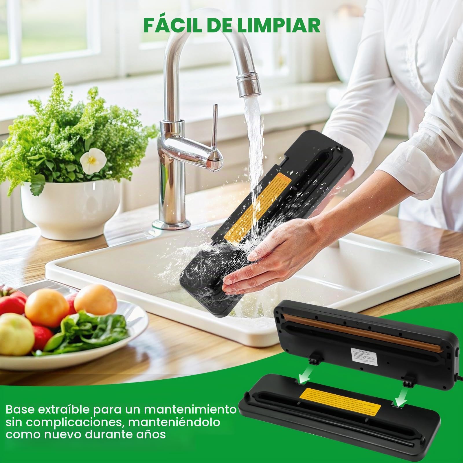 Envasadora al Vacío Doméstica, Embasadoras Vacio Alimentos Multifuncional, Maquina al Vacio de Alimentos Compacta, Vacuum Sealer Con 10 bolsas para envasar al vacío