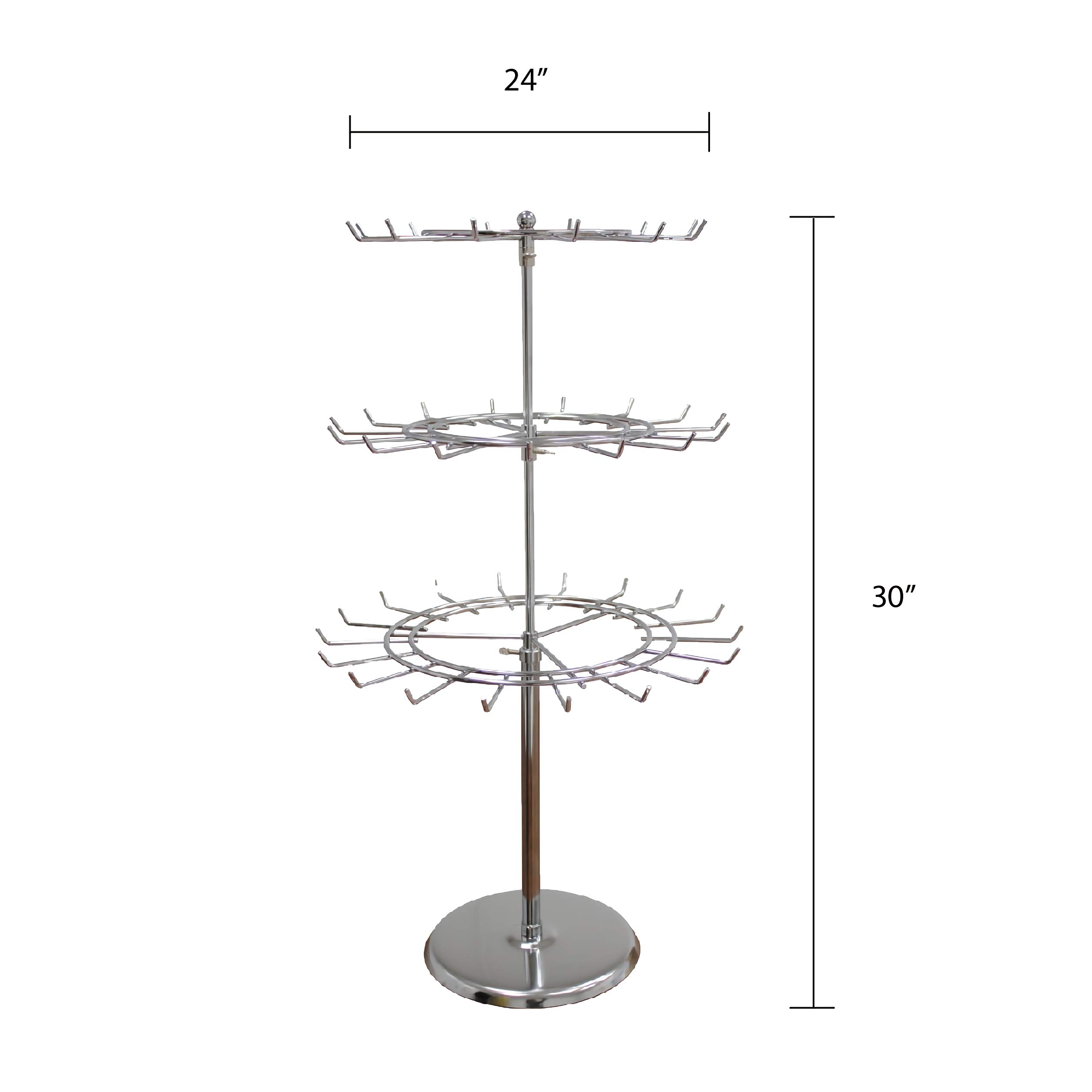 3 Tier Metal Counter-top Spinner Display – Large Storage with Adjustable Revolving Counter-top Accessory holder – Rotating Jewelry Tree Stand for Rings, Bracelets, Neckless and Accessories. (3 Tier)