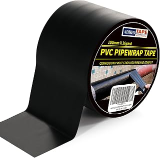 ADHES Isolierband, Dichtband klebeband rohrisolierung, PVC Rohr Schutzband, Wasserdichtes Korrosionsschutz Rohr SchutzhüLle WickelbäNder, Schwarz, 100MM X 33M