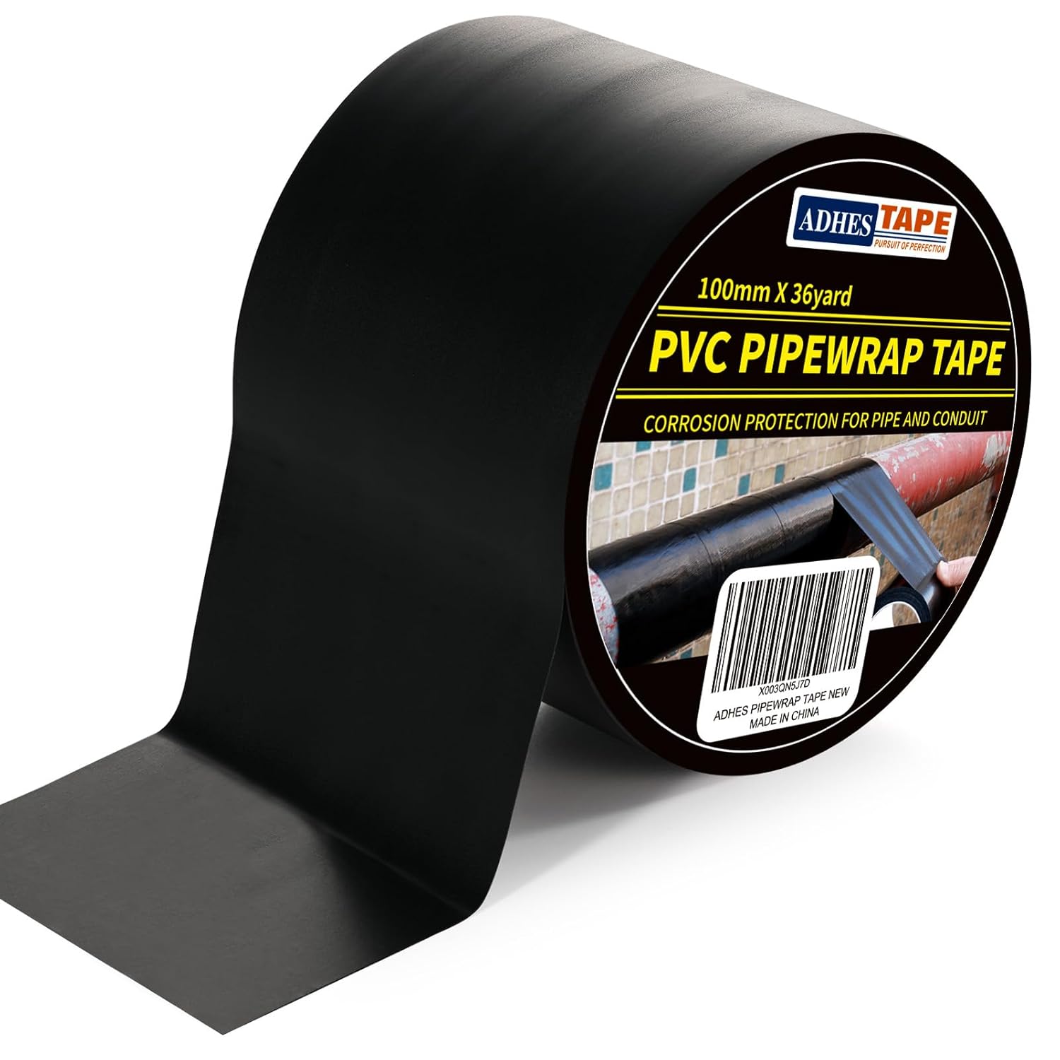 ADHES Corrosion Protection Pipe Tape, 24 Rolls 2 Inch X 36 Yds(108FT), 6.0Mil PVC Pipe Wrap Tape Weatherproof Wrap Duct Tape for Drain Pipe, Metal & Electrical Piping, Outdoor, Underground Pipe, Black