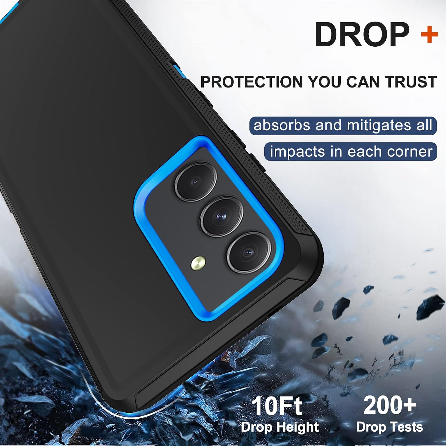 for Samsung Galaxy A54 5G Case with Belt Clip Holster, 2X Screen Protector, Heavy Duty Military Grade Full Body Shockproof Rugged Protective Cover for Samsung Galaxy A54 Black/Blue