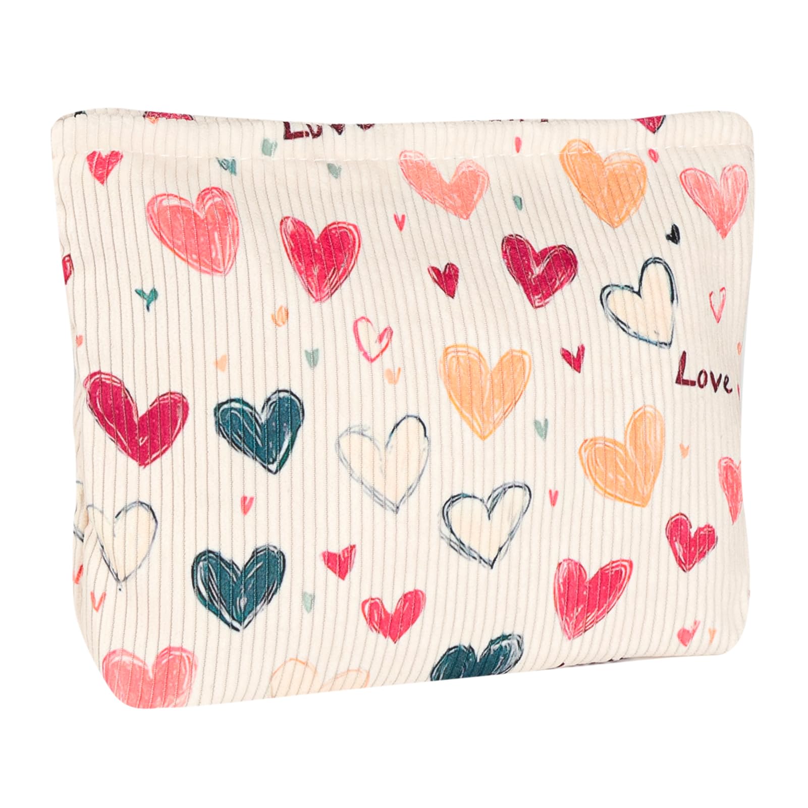 Ksriylm Cute Heart Cosmetic Bag for Women,Canvas Toiletry Organizer Storage with Purse Zipper,Small Multifunctional Travel Makeup Bag,Aesthetic Travel Toiletry Bags