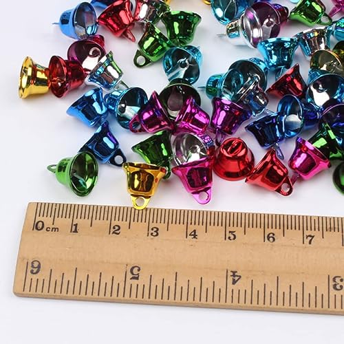Miniatura 5 de Queenbox - 50 cascabeles de Navidad de 0.79 pulgadas, campanas de viento colgantes de metal para manualidades, árbol de Navidad, decoración