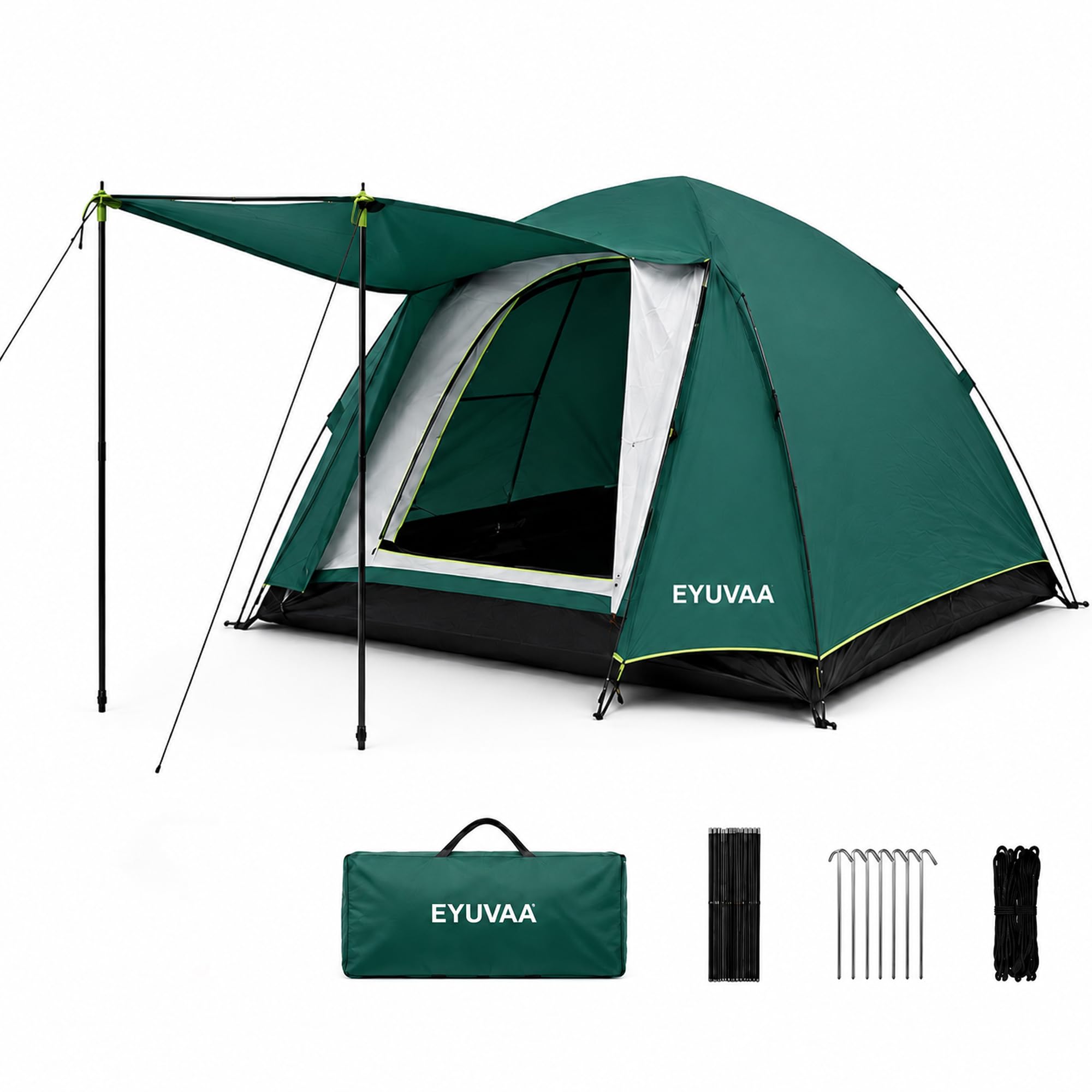 EYUVAA LABEL Alpine Camping Tent for 2 Person| Waterproof Double Layer Outdoor Tent with Extended Awning| Easy Setup Dome Tent for Camping, Picnic & Outdoor Adventures (Random Colour) (Large)-image-22