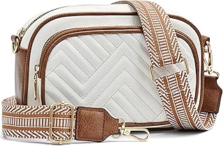 ERCOXIS Quilted Crossbody Bags Purse for Women Small Vegan Leather Shoulder Handbags Purses with Two Straps