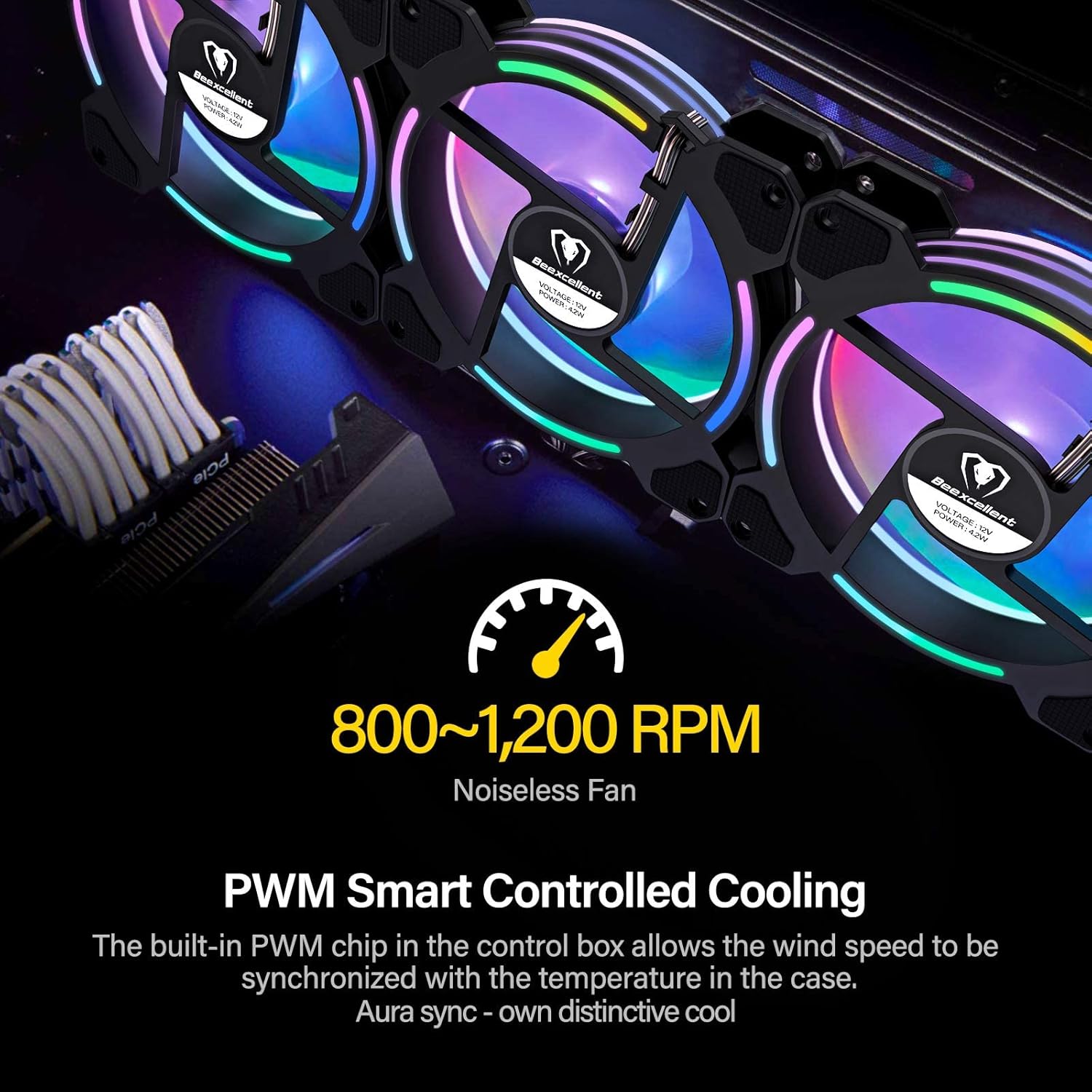 Case Fan 3 Pack Magic Moon Series, High Performance Cooling PC Fans - RGB Case Fans with Hydraulic Bearing - Low Noise Computer Fans for PC Case… : Electronics