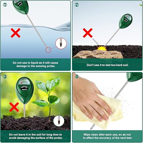 Miniatura 10 de SZHLUX SZ-DZ-F - Medidor de agua de humedad del suelo, para plantas en maceta, jardinería, césped, interior y exterior (no necesita batería), 10.23