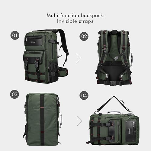Miniatura 4 de WITZMAN Mochila de viaje de mano para hombre, bolsas de lona para laptop de 17 pulgadas, aprobada por aerolíneas, mochila para laptop, Verde