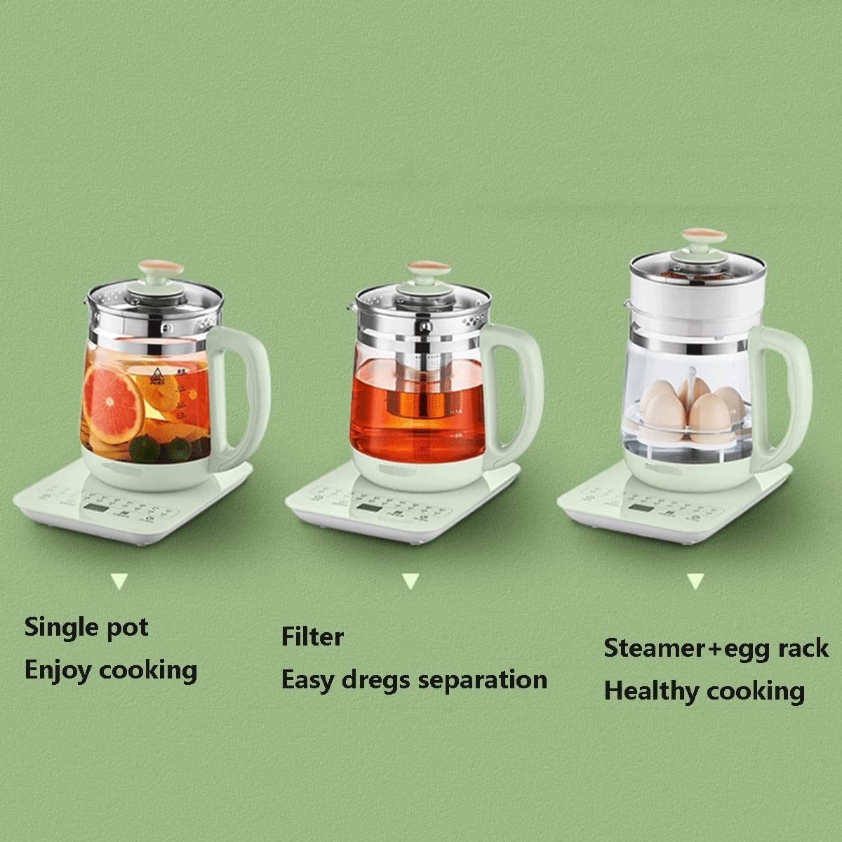 Hervidor eléctrico con tetera de vidrio e infusor extraíble, tecnología de ebullición rápida para preparar té y cocinar huevos