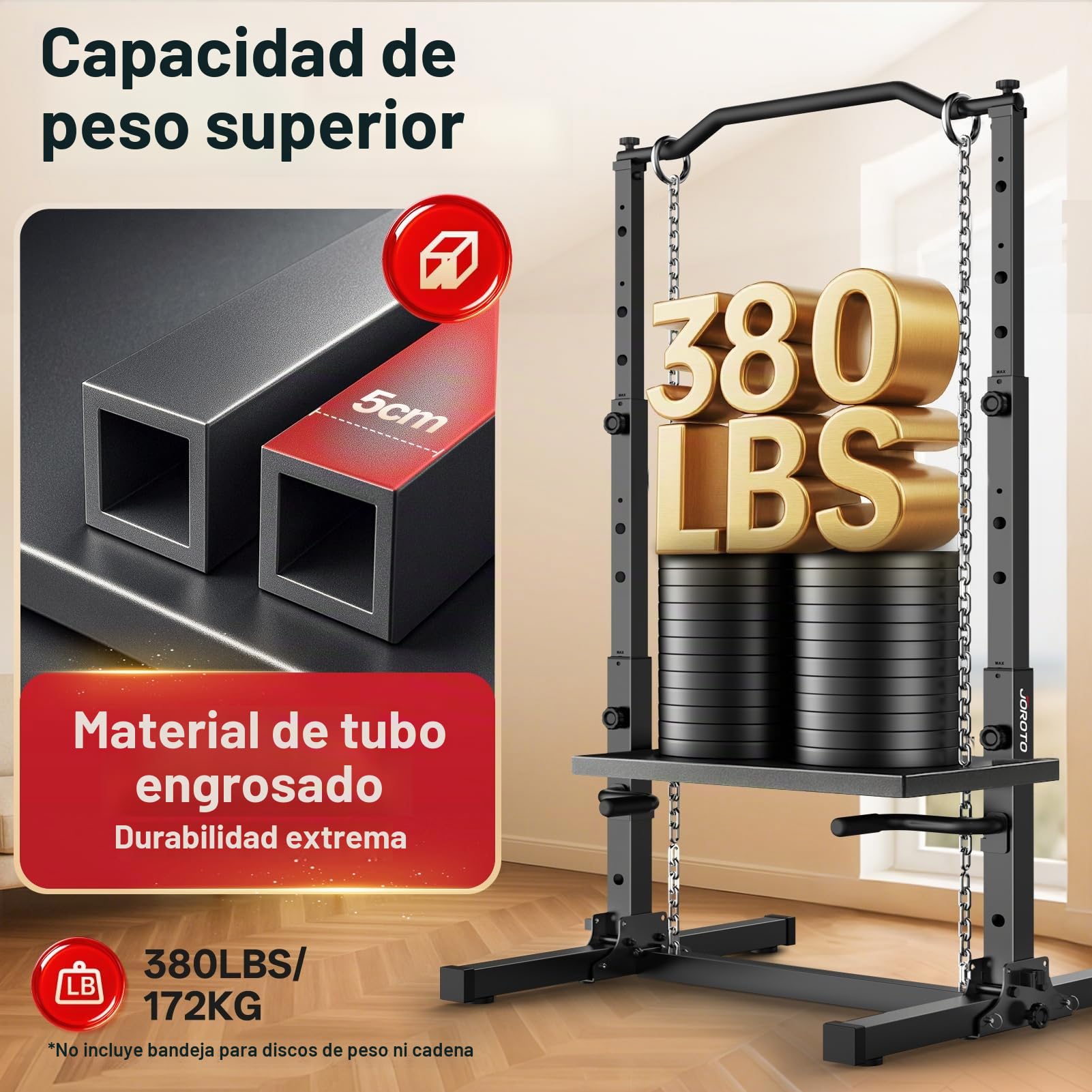 JOROTO Plegable Power Tower Dip Station, Altura Ajustable Estación de Dominadas Independiente, 5 en 1 Estación de Fondos Multifuncional Home Gym Pull Up Station, 172KG Capacidad