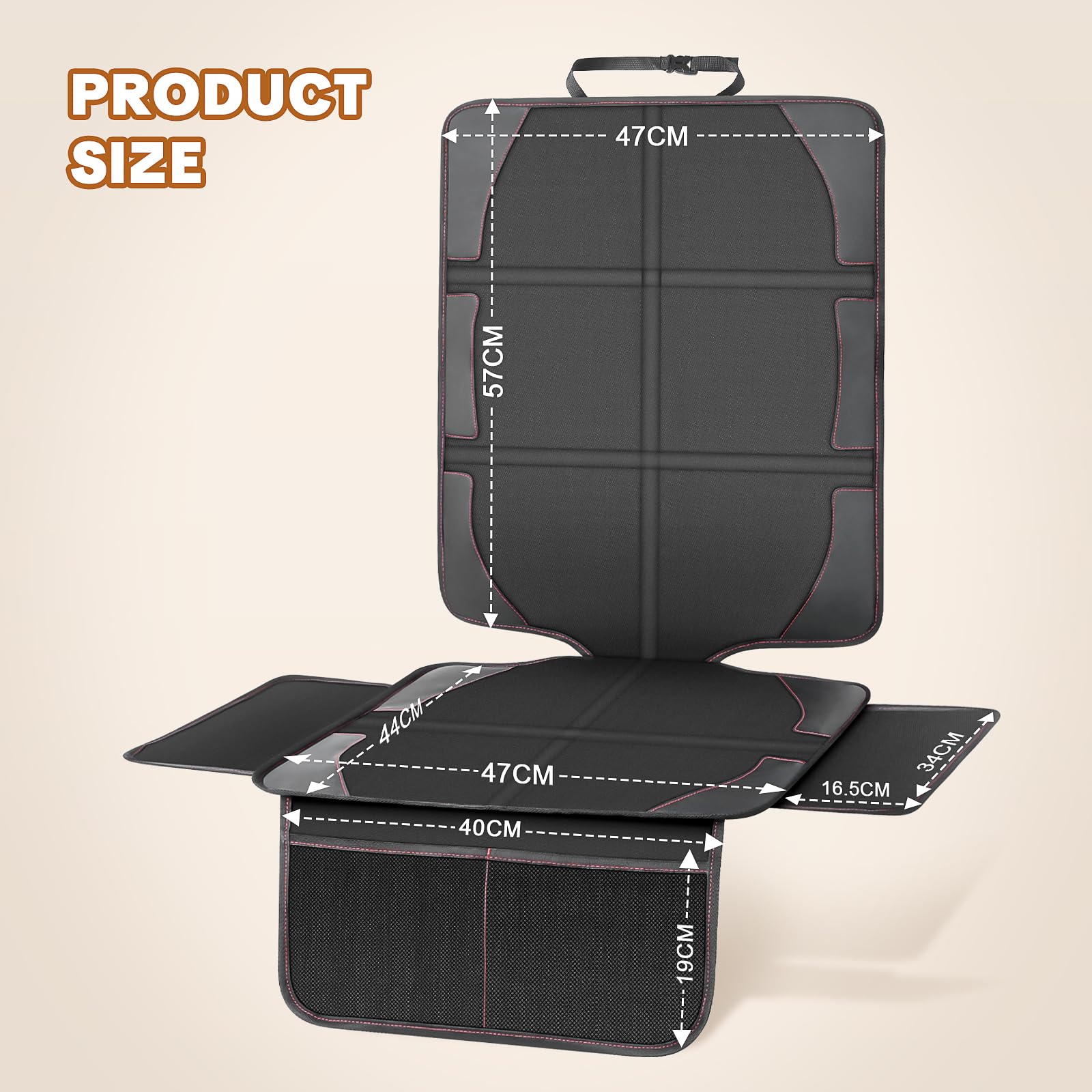 NWOUIIAY Protector de Asiento para Coche Impermeable Antideslizante con Bolsillos para los Asientos de Coche de Bebé Fácil de Limpiar y Arreglar Negro — view 9
