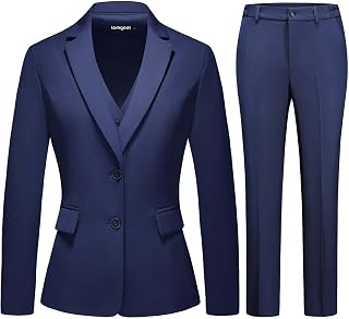 Women 3 Piece Suit Single Breasted Blazer Formal Business Pantsuit Office Lady Tuxedo Set