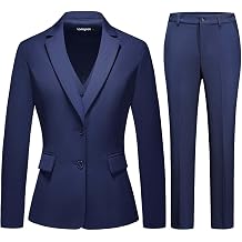 Lamgool Women 3 Piece Suit Single Breasted Blazer Formal Business Pantsuit Office Lady Tuxedo Set