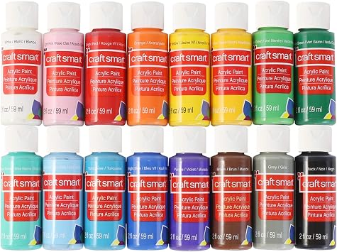 16 Assorted Matte Acrylic Paint Set by Craft Smart - Non-Toxic Paint For Drawing, Painting, Art & Crafts Supplies - 1 Pack