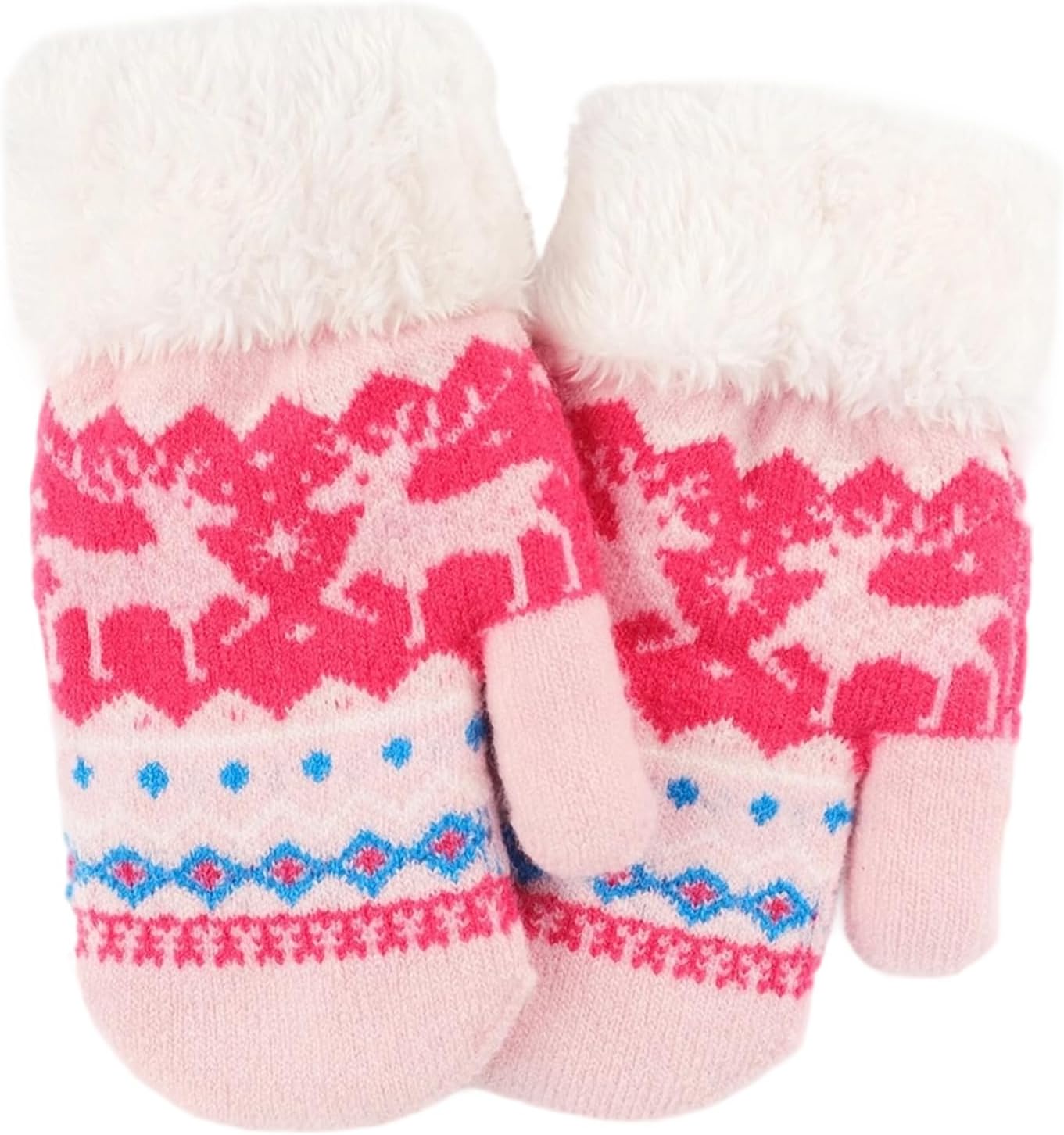 Warm Fleece Lined Winter Mittens for Toddlers 3-7 Years, Boys Girls Soft Knit Snow Gloves - Image 4