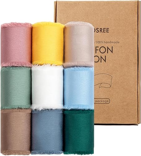 Cinta de satén de seda multicolor, cinta de seda deshilachada para ramo de flores de novia, envoltura de regalos de Navidad, decoración de bodas,