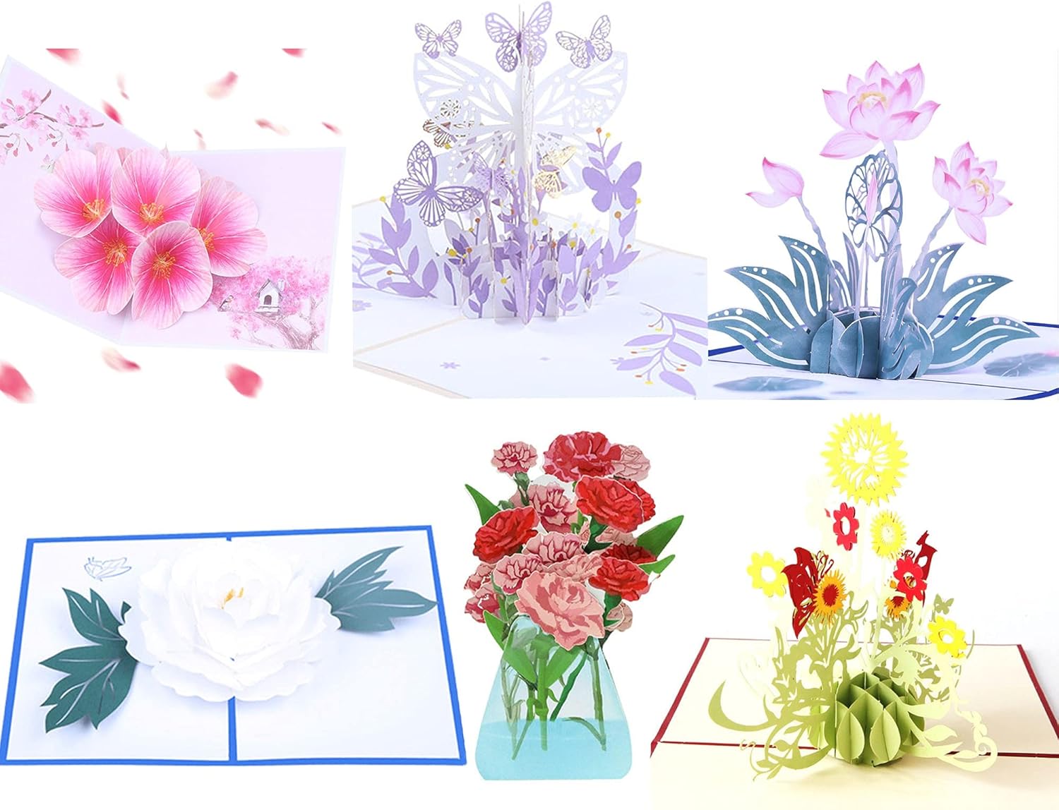 WESAPPINC 6Pack 3D Greeting cards Christmas Cards Pop Up Holiday Postcards