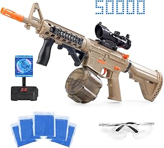 Electric Gel Ball Blaster Toy Gun, Splatter Ball Blaster with 50000 Gel Balls, Automatic Gel Ball Blaster Gun with Counting Target, Shooting Games Education Toy for 8,9,12+ Kids Boys&Girls Gift