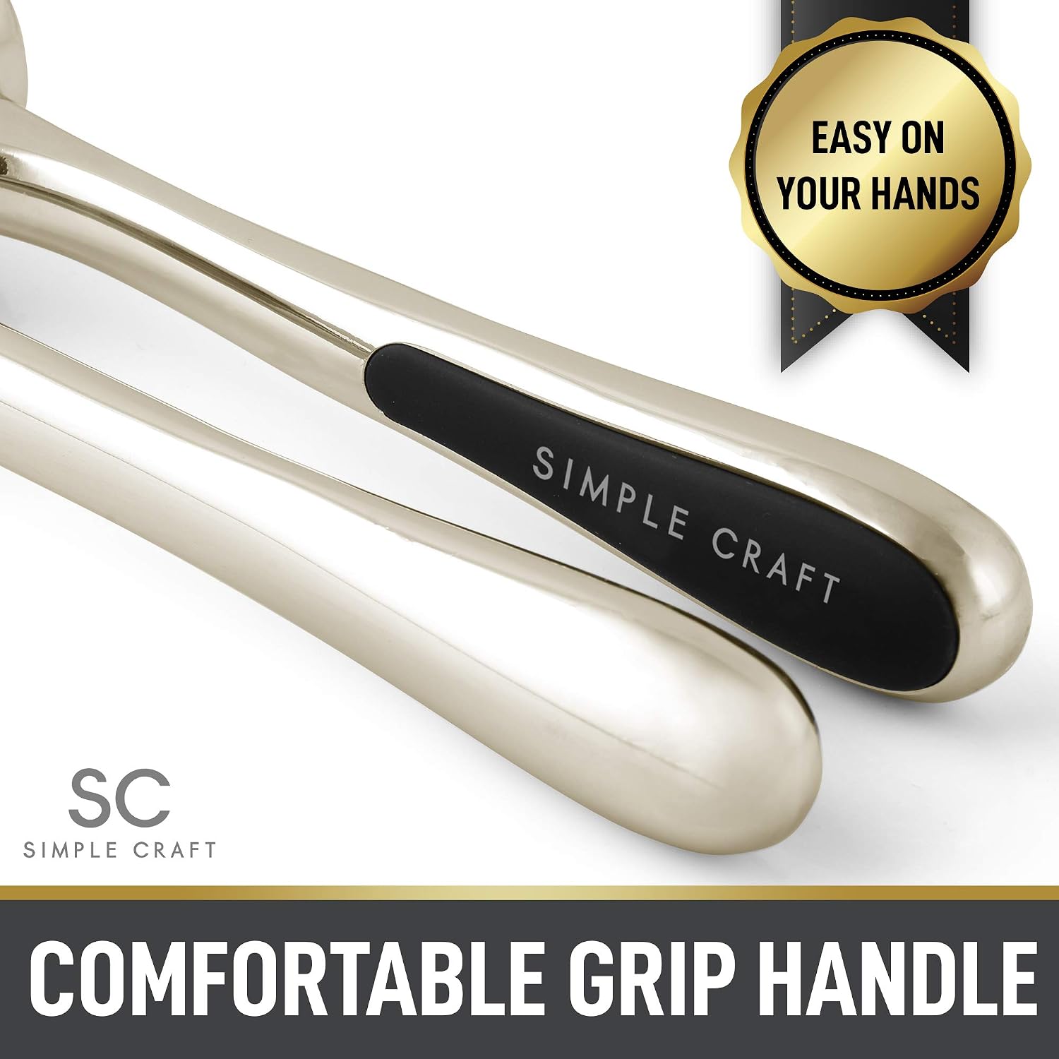 Simple Craft Garlic Press - Rustproof & Ergonomic Garlic Mincer That Is Easy To Squeeze - Heavy Duty Garlic Crusher For Extracting Garlic Paste, Nuts, Ginger, Seeds and More (Silver)