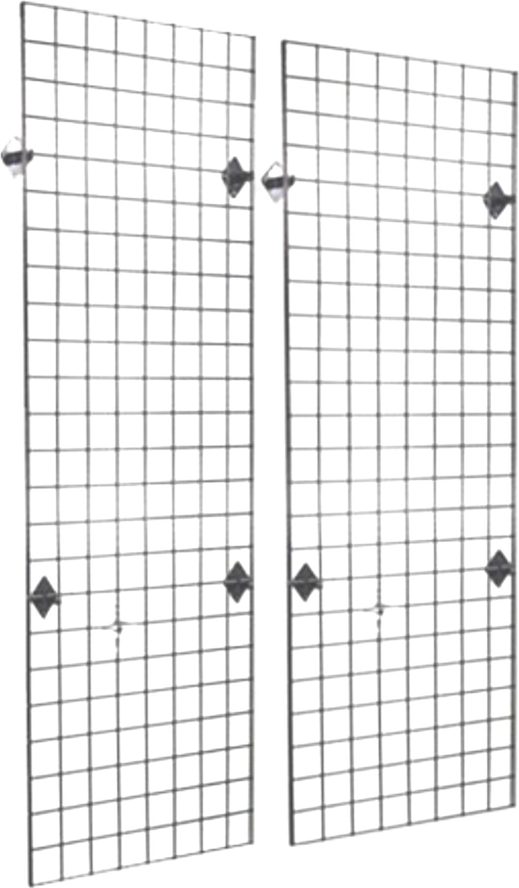 2' x 6' Grid Panel Wall Display Kit, 2-Pack. Chrome.