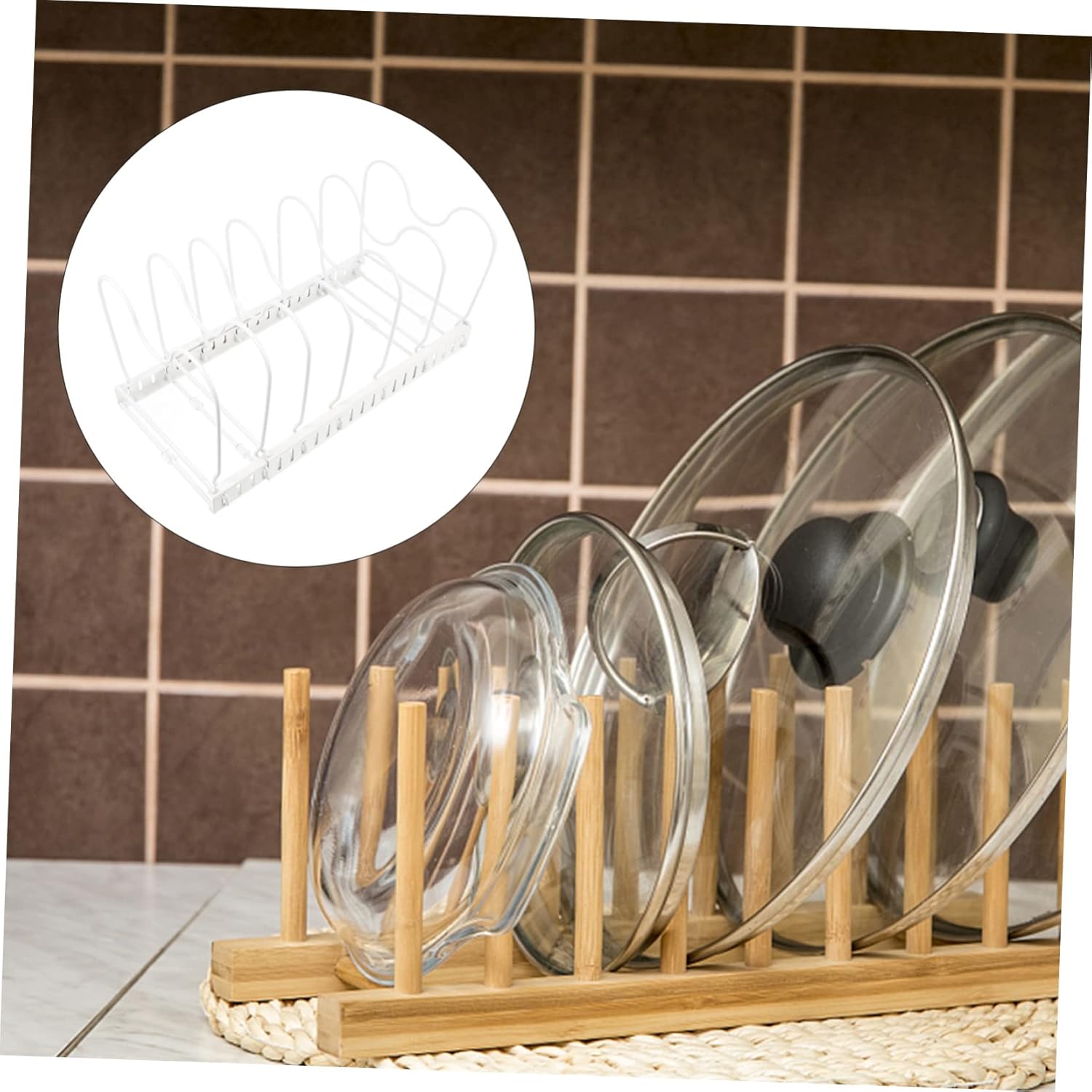 PRETYZOOM Telescopic Lid Rack for Pot Lids Iron Pot Cover Storage Kitchen Organizer