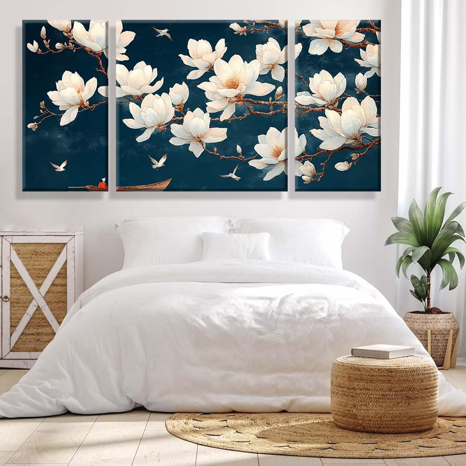 3 Pezzi Dipingere con i Numeri adulti, Paint by Numbers Fiore Pianta, Kit Lavoretti Creativi, Kit di Pittura Acrilica Fai-da-Te, con 3- Pennello, Decorazioni Casa 70x140cm (Senza Cornice) y1s-819