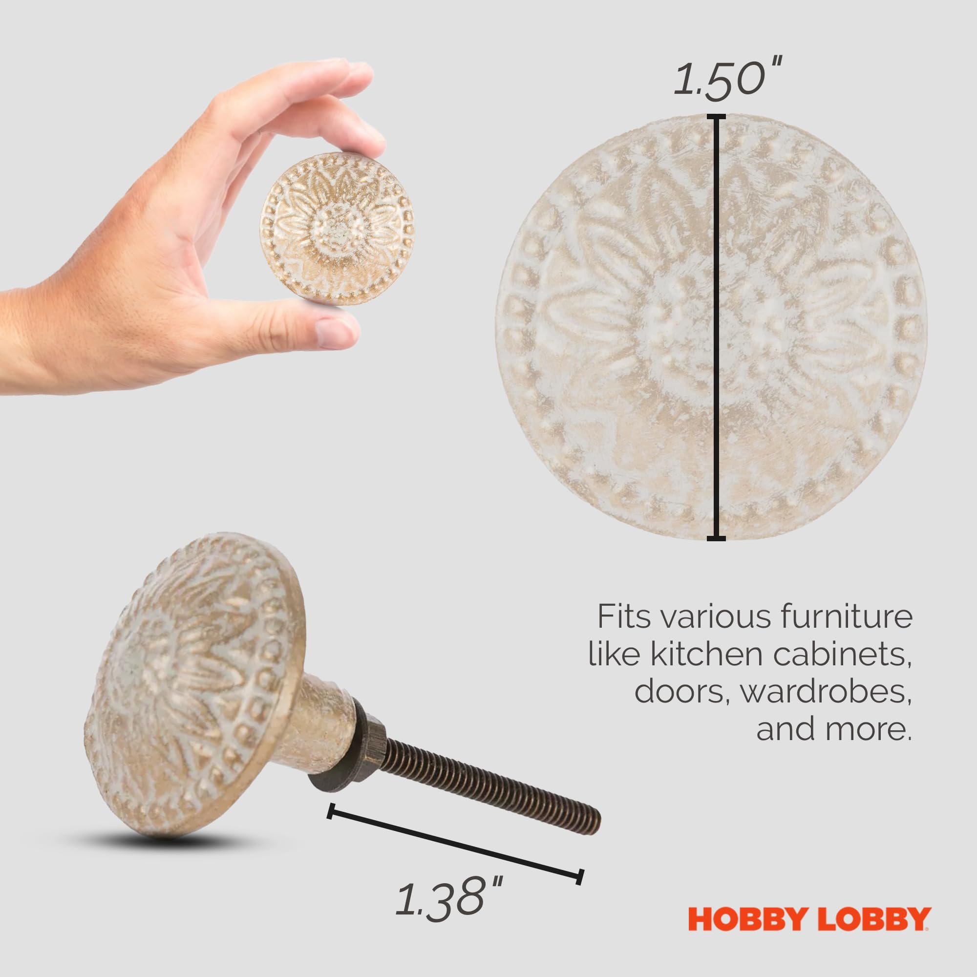 White & Gold Flower Round Metal Knob – Premium Decorative Knobs for  Cabinets and Drawers – Novelty Furniture