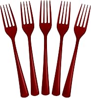 Vista 1 de Exquisite Tenedores De Plástico Burdeos 50 Piezas Tenedores Burdeos Utensilios Desechables Juego De Cubiertos De Plástico Resistente Juegos De