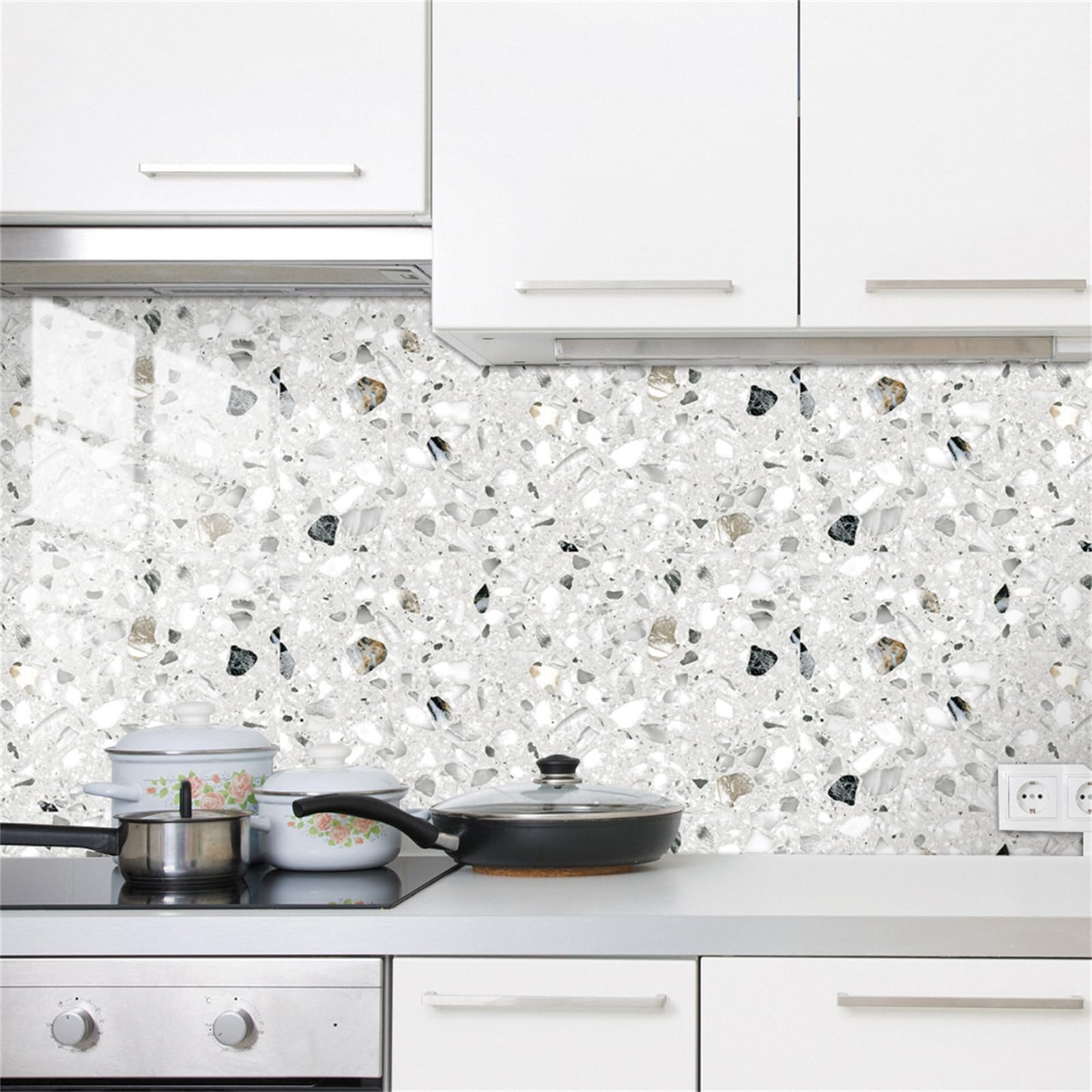 Adesivi per piastrelle effetto marmo, 15 x 30 cm, pellicola autoadesiva in PVC per bagno, cucina, paraschizzi, mosaico, per mobili, sala da pranzo (confezione da 32)