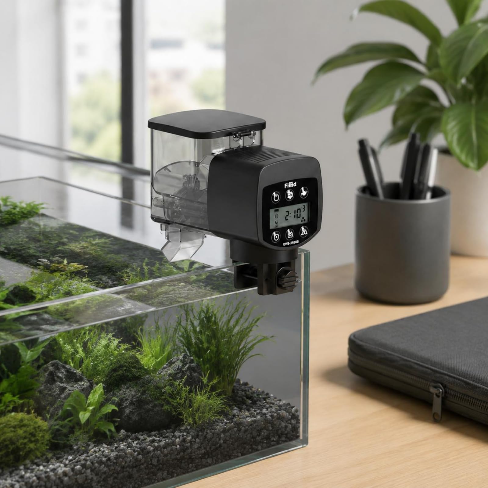 Alimentatore Automatico WY-350Y Acquario 500 Ml Dispenser Mangime Pesci Dosaggio Preciso Schermo LCD