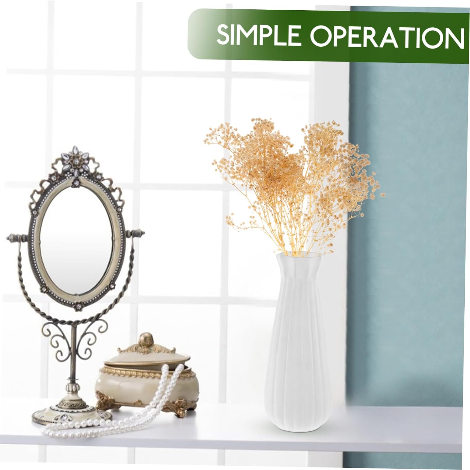 ULTECHNOVO Decorative Dried Gypsophila Bouquet White Preserved Babys Breath Flower for Wedding Party Home Office Vase Decor Natural No Maintenance Floral Arrangement