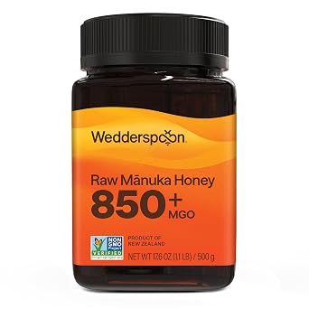 Wedderspoon Raw Manuka Honey 850+ MGO, 17.6 Oz, Unpasteurized New Zealand Honey, Non-GMO, BPA-Free Jar, Superfood & Natural Wellness Support
