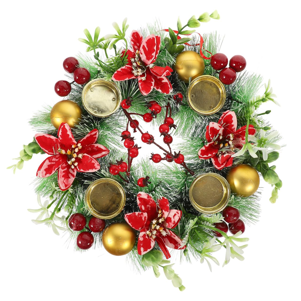 HOMSFOU Decorazione Natale Avvento Natale Portacandele Portacandele Portacandele Avvento Bacche per La Casa Chiesa Decorazione Centro Tavolo Avvento Natale Festa