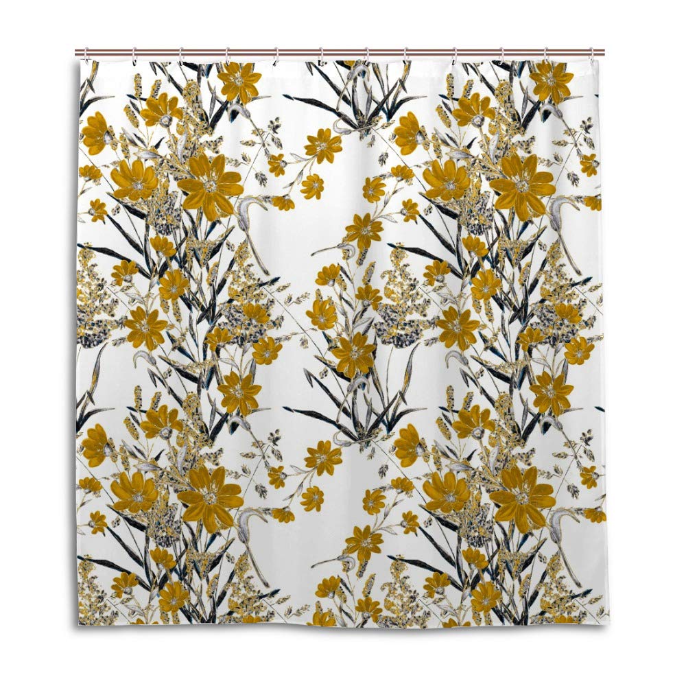 Rideau de douche imperméable anti-éclaboussures motif fleurs 66x72 po pour sol sec