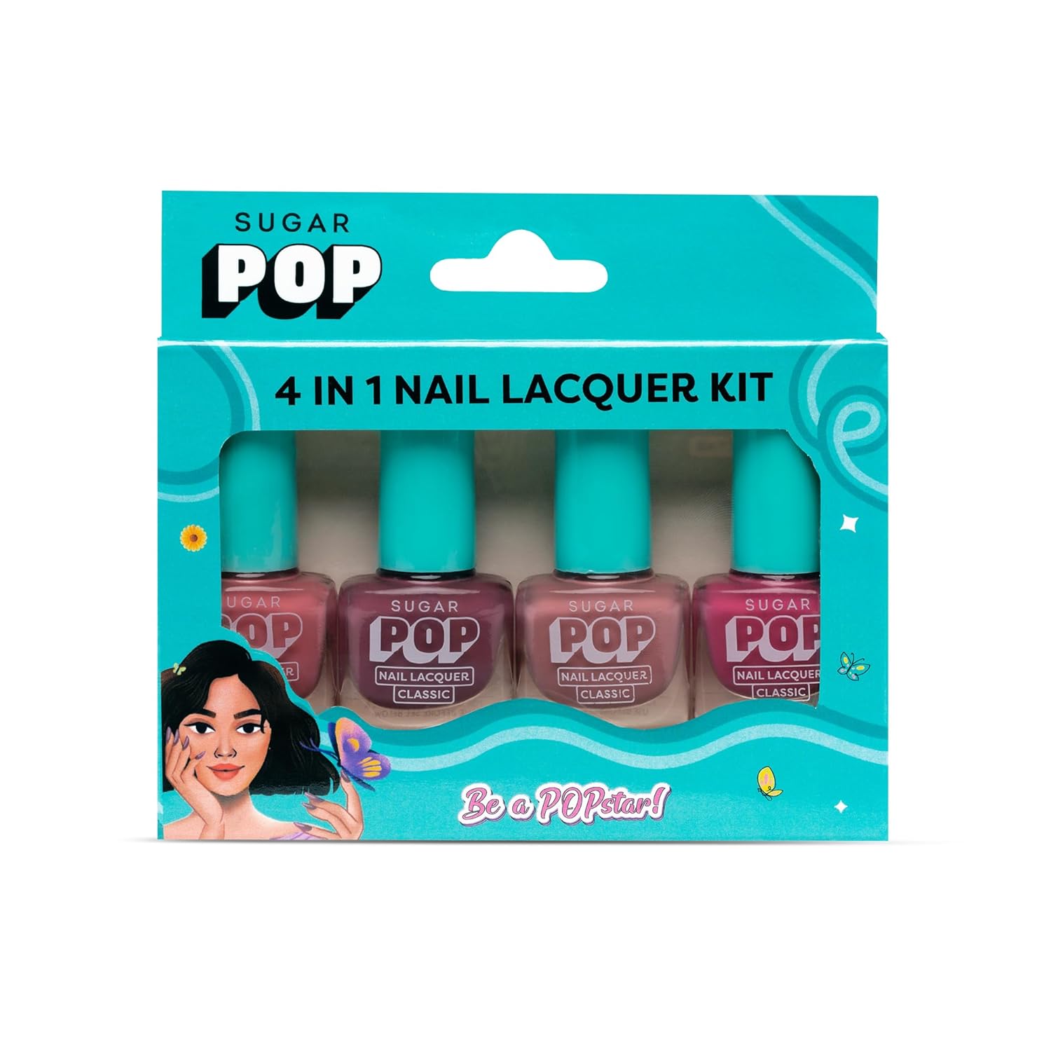 SUGAR POP 4 In 1 Nail Lacquer Kit- 01 Nude Nectar, Matte Finish, 20 Millilitres SUGAR POP 4 In 1 Nail Lacquer Kit- 01 Nude Nectar, Matte Finish, 20 Millilitres