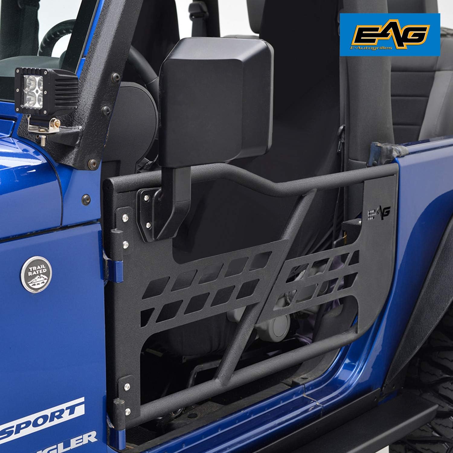 EAG Safari Tubular Door with Side View Mirror Fit for 07-18 Wrangler JK 2 Door Only