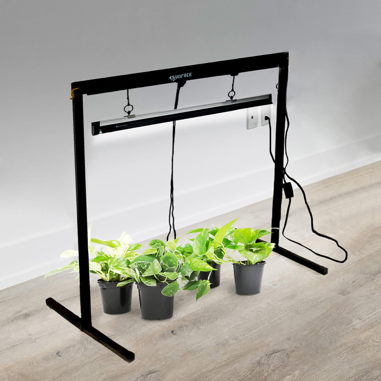 SUNPACK Metal Grow Light Stand with T5 Light System - Ideal for Greenhouses or Indoor Gardening, 6400K Grow Light with Reflectors (26.4")