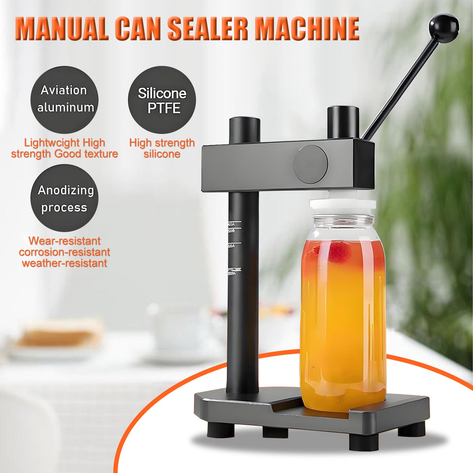 Scelleuse de boîtes de conserve, sertisseuse pour bocaux de 250 à 700 ml, hauteur réglable de 6 à 17 cm, scelleuse manuelle en alliage d'aluminium de qualité aérospatiale, équipement d'emballage com