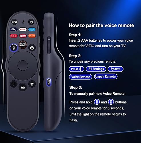 Miniatura 5 de Para control remoto Vizio Smart-TV, XRT270-Remote-Bluetooth reemplazo de voz aplicable con 4K Quantum Pro Vizio Smart TV Serie V Serie M y más