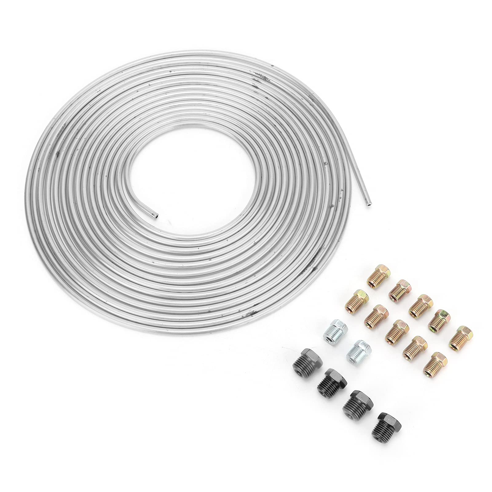 Aramox Tubo de Freno de Cobre Niquelado, 7,62 metros x 4,76 mm, Color Plata, para Combustible de Frenado Hidráulico de Coche