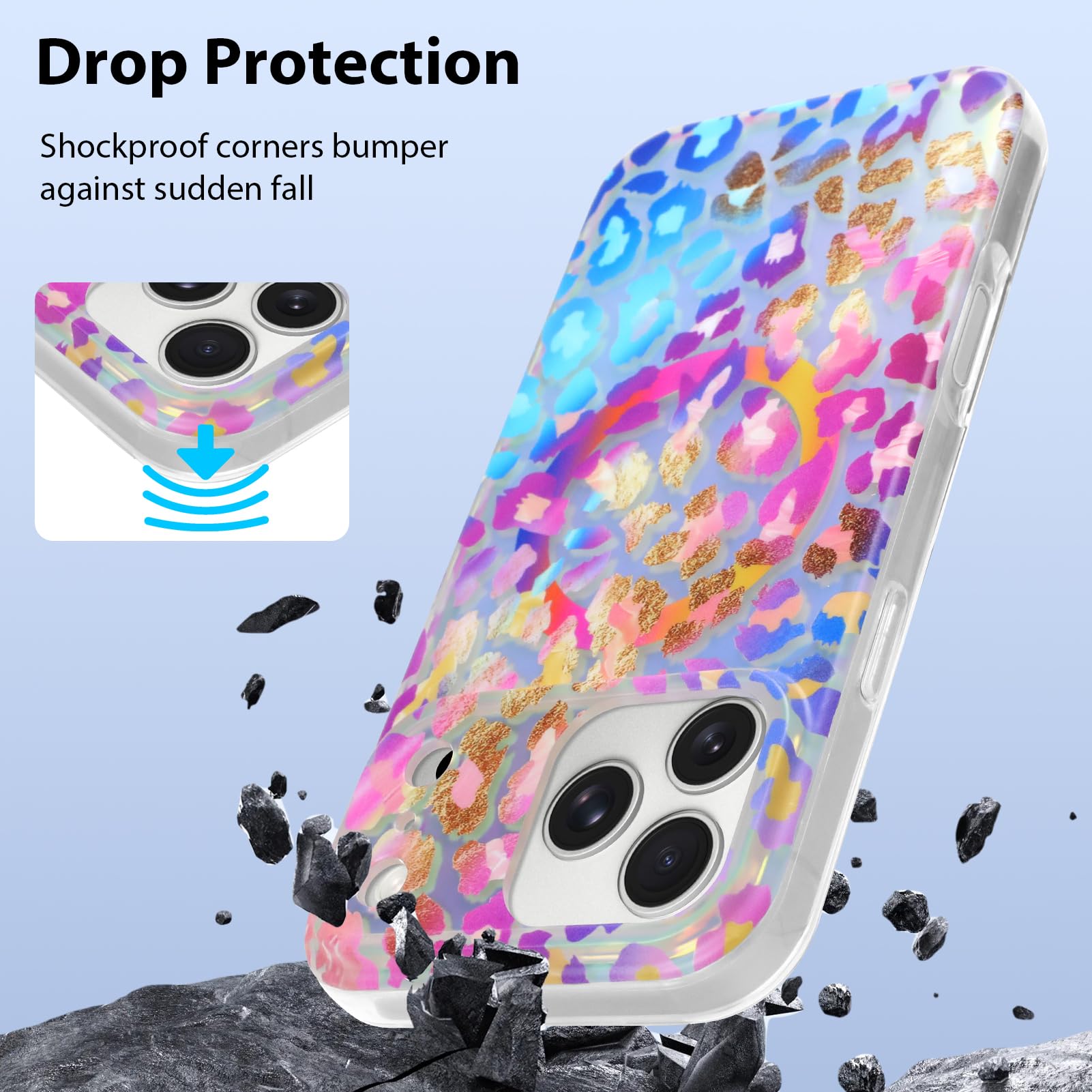 Bonita funda magnética para iPhone 17 Pro, estampado de leopardo