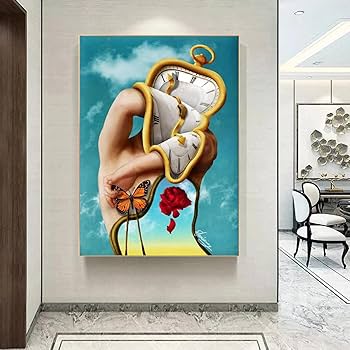Amazon｜サルバドールダリ時計記憶の固執キャンバス絵画抽象芸術